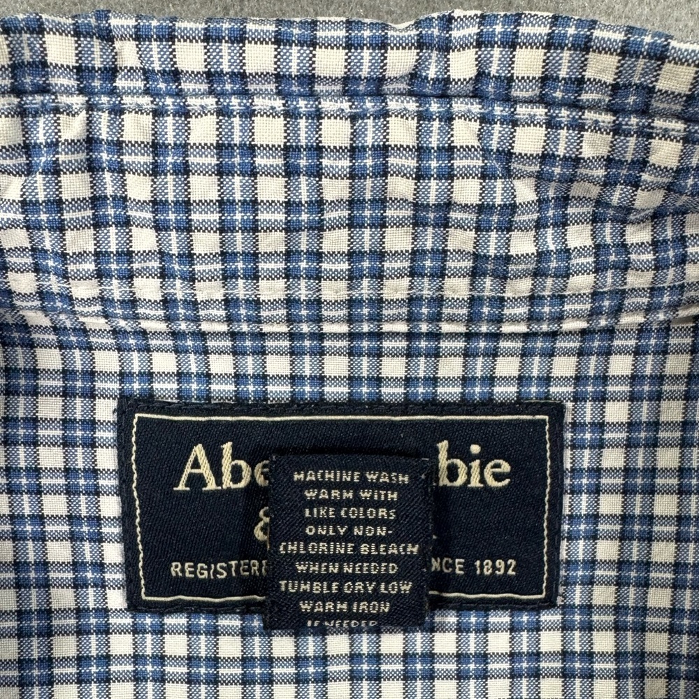 Abercrombie & Fitch Blue and White Checked Button-Down Shirt - Picture 4 of 6